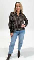 Sass Joy Shirt Polka Dot Brown