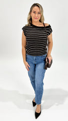 Eva  Knit Choc/White Stripe