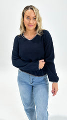 Betty Basics Ascot Stitch Sweater Navy