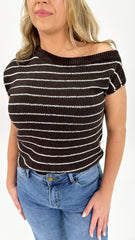 Eva  Knit Choc/White Stripe