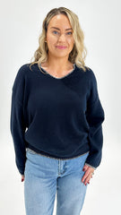 Betty Basics Ascot Stitch Sweater Navy