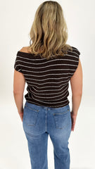 Eva  Knit Choc/White Stripe