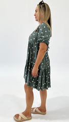 Lydia Polka Dot Dress Khaki