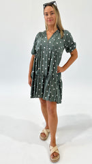 Lydia Polka Dot Dress Khaki