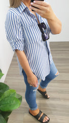 Maxine Stripe Shirt Blue