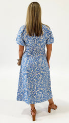 Staple Solea V-neck Midi Dress Blue Leaf