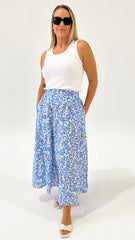 Staple Solea Maxi Skirt Blue Leaf