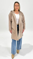 Sass Maxi Hooded Coat Oatmeal