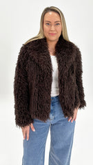 Fate + Becker Wynn Crop Fur Jacket Choc