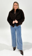Fate + Becker Wynn Crop Fur Jacket Choc