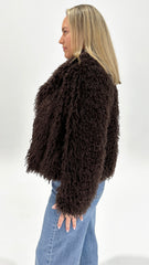 Fate + Becker Wynn Crop Fur Jacket Choc