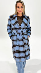 Betty Basics Britney Coat Blue Choc Check
