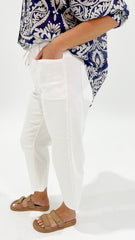 Leo Barrel Jeans White