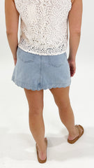 Sass Vale Scalloped Denim Skirt Bleach