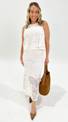Sass Kai Crochet Lace Tank White