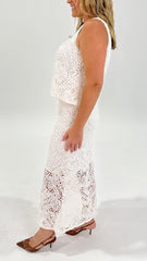 Sass Kai Crochet Lace Tank White