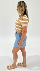 Betty Basics Salford Knit Polo Beige/White