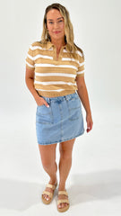 Betty Basics Salford Knit Polo Beige/White