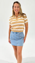 Betty Basics Salford Knit Polo Beige/White