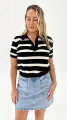 Betty Basics Salford Knit Polo Cream/Black