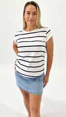 Foxwood Manly Tee Stripe Wht/ Blk