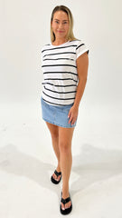 Foxwood Manly Tee Stripe Wht/ Blk