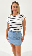 Foxwood Manly Tee Stripe Wht/ Blk