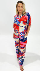 Betty Basics Sable Shirt Mediterranean Print
