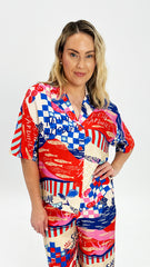 Betty Basics Sable Shirt Mediterranean Print