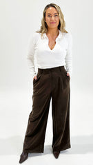 Sass Natalie Wide Leg Trouser Choc