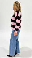 Brady Bunch Stripe Knit Pink/Choc