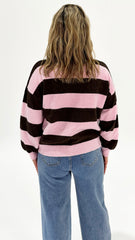 Brady Bunch Stripe Knit Pink/Choc
