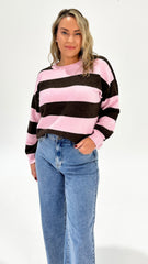 Brady Bunch Stripe Knit Pink/Choc