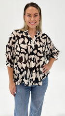 Jessica Blouse Blk & Wht Print