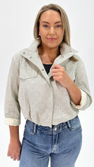 Myra Check Funnel Jacket Ivory