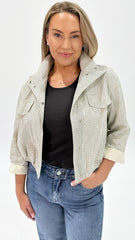 Myra Check Funnel Jacket Ivory