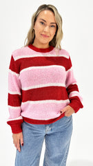 Holiday Cove Knit Pink Multi Stripe