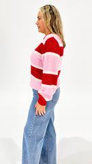 Holiday Cove Knit Pink Multi Stripe