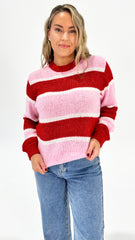Holiday Cove Knit Pink Multi Stripe