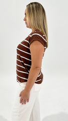 Foxwood Manly Stripe Tee Choc/Wht