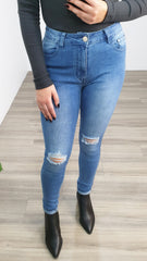 Helena Ripped Knee Mid Jean