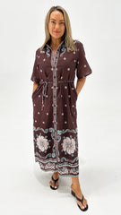 Catalina Shirt Dress Chocolate Print