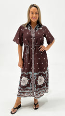 Catalina Shirt Dress Chocolate Print