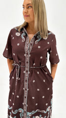Catalina Shirt Dress Chocolate Print