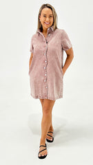 Sass Pepe Wave Denim Dress Rusty Red