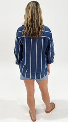 Betty Basics Hayman Shirt Navy/ White Stripe