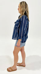 Betty Basics Hayman Shirt Navy/ White Stripe