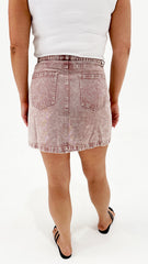 Sass Tipo Wave Denim Skirt Rusty Red