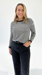 Betty Basics Natasha Knit Top Black/ Off White