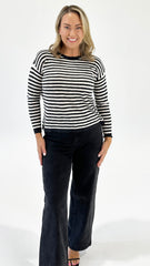 Betty Basics Natasha Knit Top Black/ Off White